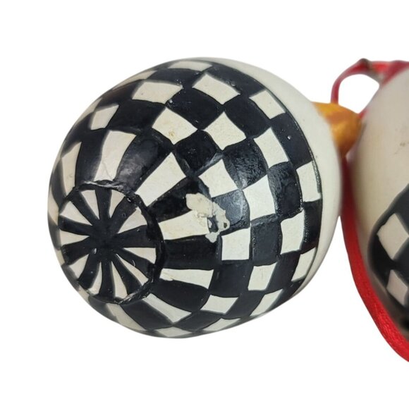 Silvestri Chicken Egg Christmas Ornaments Checkerboard Farm Rustic Lot of 2 VTG - Picture 10 of 10